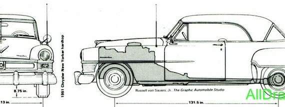 Chrysler New Yorker 2 Door Hardtop (1951) - drawings (drawings) of the car